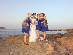 The bride and her bridesmaids