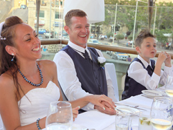 Jodie and Mike - Enjoying the wedding dinner in Malta