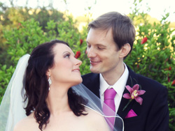 Lauren and Chris - Enjoying the garden after the civil wedding