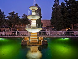 Lit up Fountain in the Garden